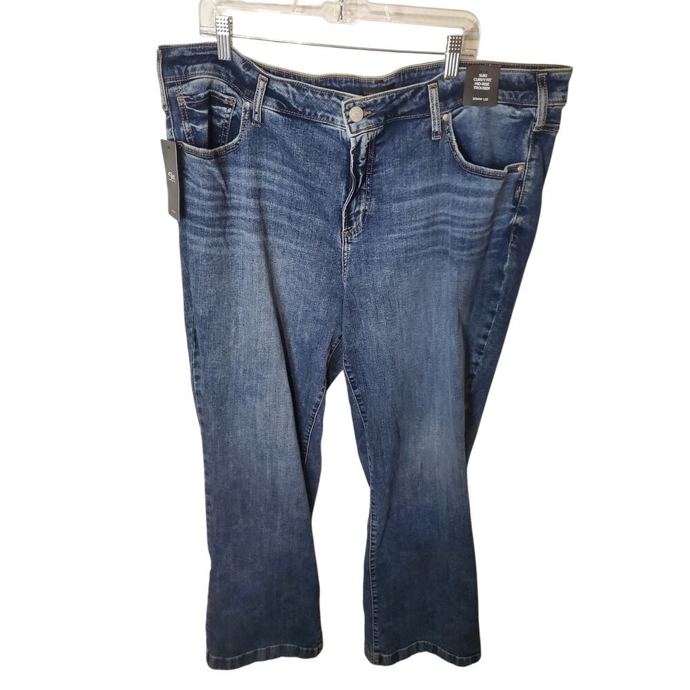 Silver Jeans Co. Suki Curvy Fit Mid Rise Trouser Jeans, Size 24W